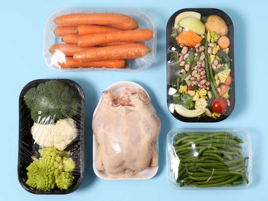Produktverpackung für frisches Gemüse und Fleisch mit Anti-Fog Schrumpffolie