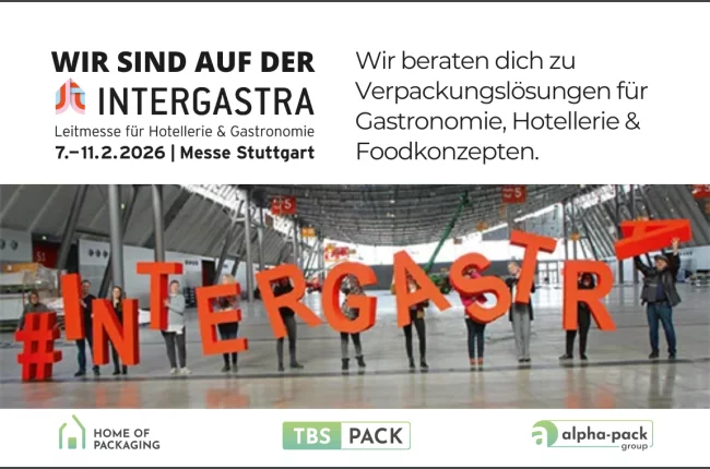 Verpackungen für den Gastro- und Hotelleriebedarf auf der Intergastra 2026