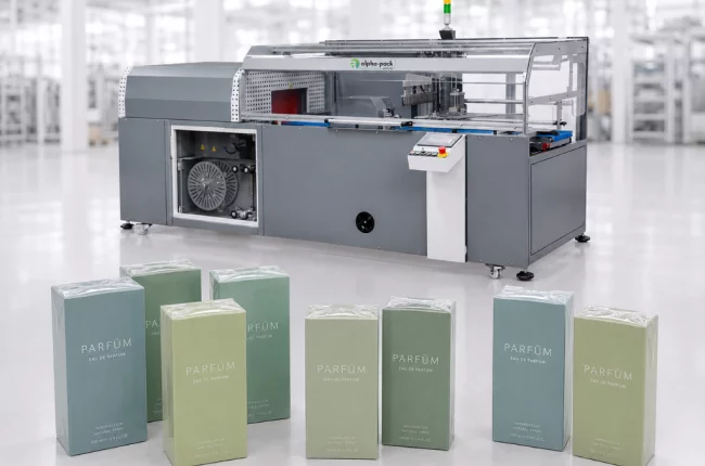 Fully Automated Shrink-Wrapping of Perfume Boxes
