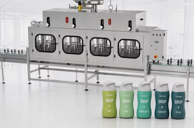 Automatic Shrink Sleeve Labeling for Syrup Bottles